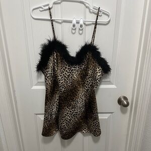 Leopard Print Cami Top with Black Trim